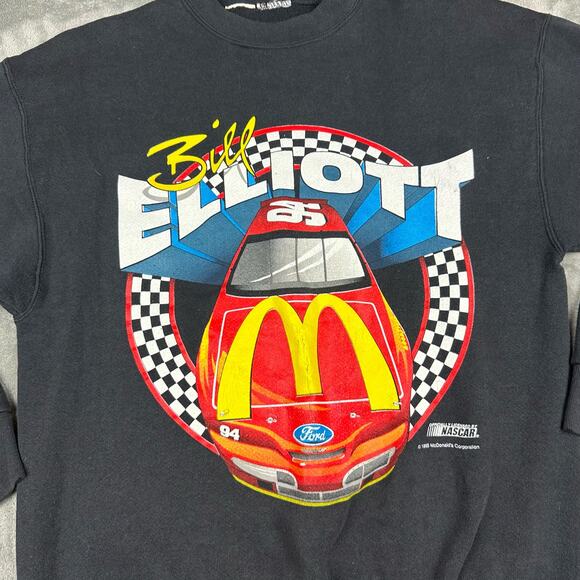 Vintage NASCAR Bill Elliott 1995 McDonalds Black Crewneck Sweatshirt Size XL - Picture 6 of 6